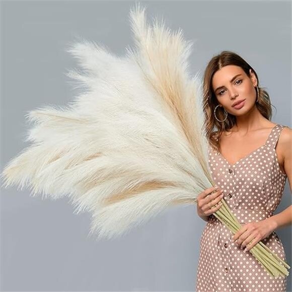 8 Pcs Faux Pampas Grass Decor 38''/97cm Tall Artificial Large Pompous Pompas - Picture 7 of 7